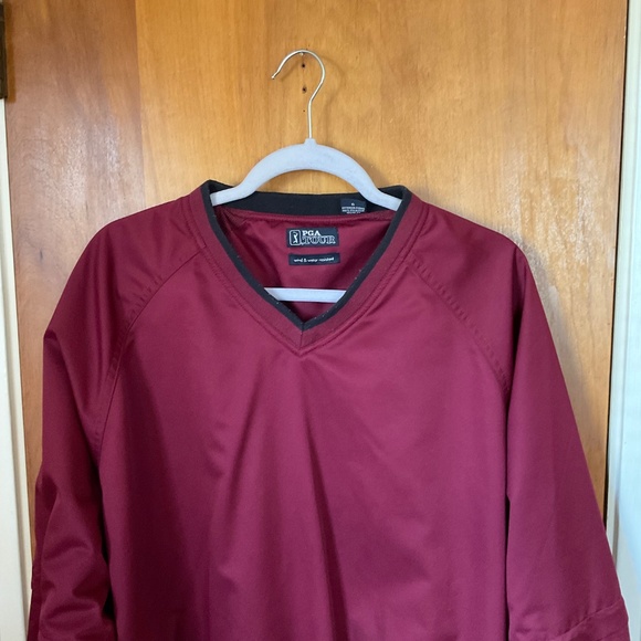 PGA Tour Mens Sz L Golf Pullover Maroon Long Sleeve V-Neck Zip Off Sleeve - Picture 2 of 13